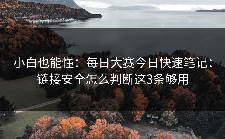 小白也能懂：每日大赛今日快速笔记：链接安全怎么判断这3条够用